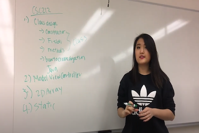 Faith teaching Data Structures for her computer science teaching assistant class