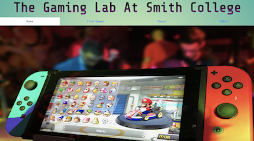 Picture of the gaming lab web page developed by Faith
